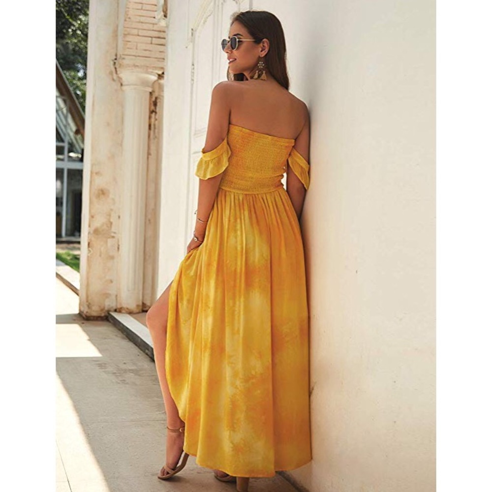 yellow tie dye high low maxi dress - Picture 4 of 5